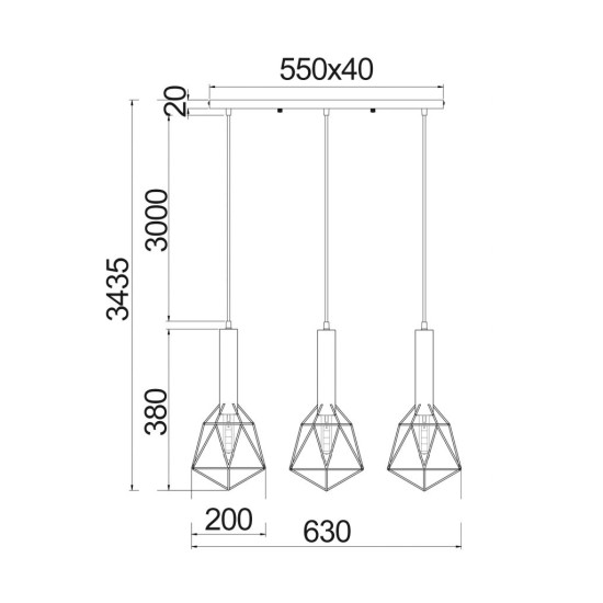 Buy the BLACKBAND1 X 3 CAGE PENDANT Pendant Lighting online from Decor Lighting