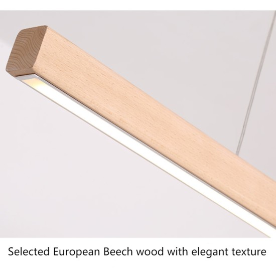 Buy the LED Linear Light with ceiling Roses - Beech Wood 1200mm Pendant Lighting online from Decor Lighting
