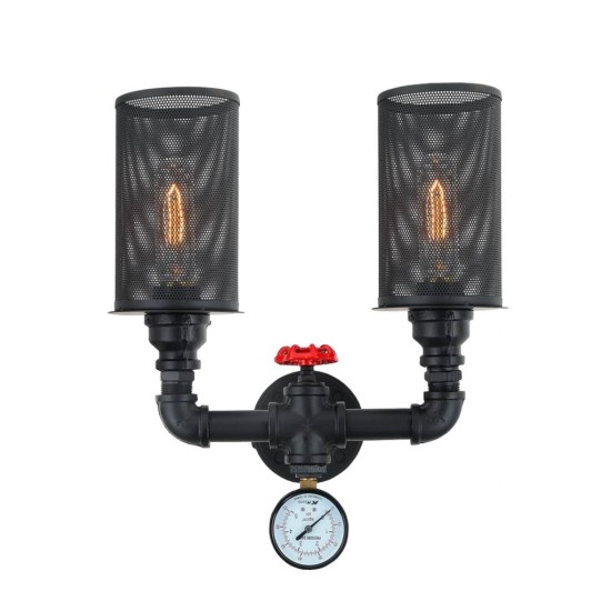 Buy the Veneto Double Black Iron Wall Lamp Wall Lights online from Decor Lighting