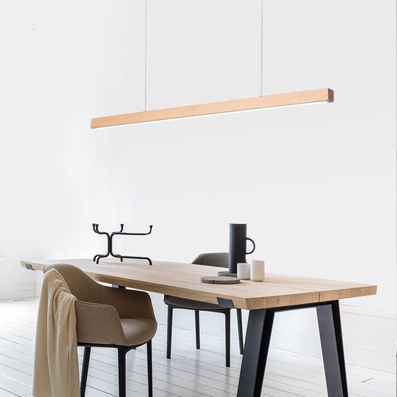 LED Linear Light with ceiling Roses - Beech Wood 1200mm